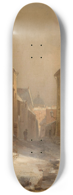 Franciszek Wastkowski - Old Warsaw in winter  Brzozowa Street 8.25 inch art skate deck