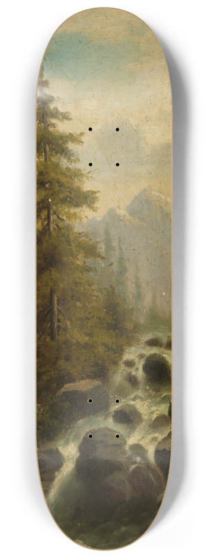 Adolf Chwala - Mountain landscape with a waterfall 8.25 inch art skate deck