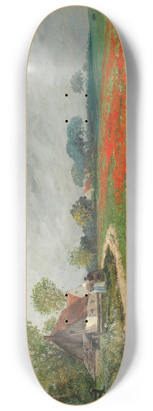 Adolf Kaufmann - A Poppy Field with Daisies 8.25 inch art skate deck