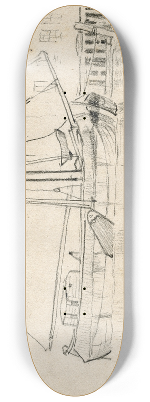 Adolf le Comte - Bij kade aangemeerde boot 8.25 inch art skate deck