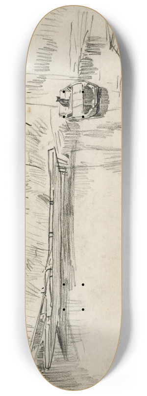 Adolf le Comte - Meer met roeiboot en poes 8.25 inch art skate deck