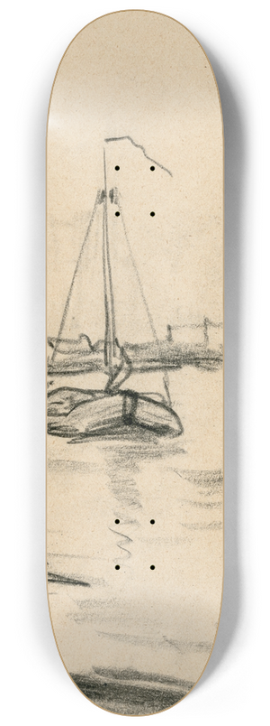Adolf le Comte - Zeilboot aan oever van een meer 8.25 inch art skate deck