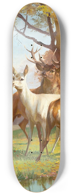 Adolf Mackeprang - Skovparti med kronvildt 8.25 inch art skate deck