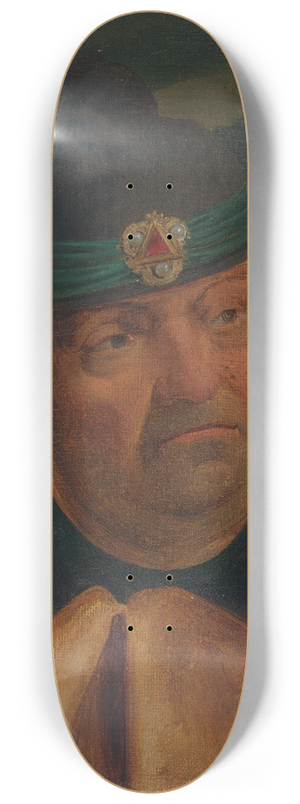 Adolf Schrdter  - Studie des Kopfes eines Mannes mit Schmuckstirnband ber Kapuze 8.25 inch art skate deck