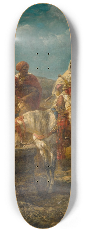 Adolf Schreyer - Horsemen at a Well 8.25 inch art skate deck