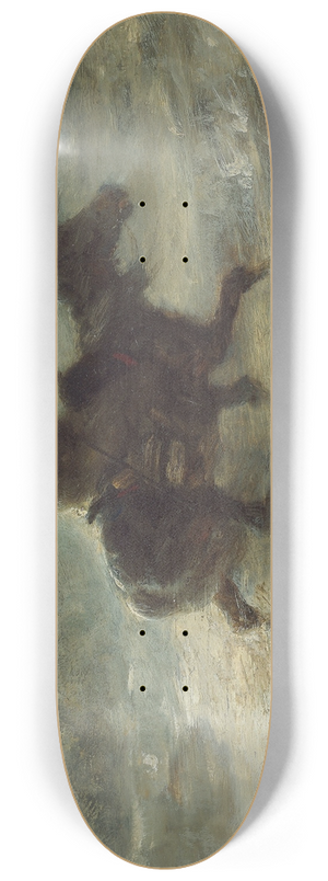 Adolf Schreyer - Man with Lance Riding through the Snow 8.25 inch art skate deck