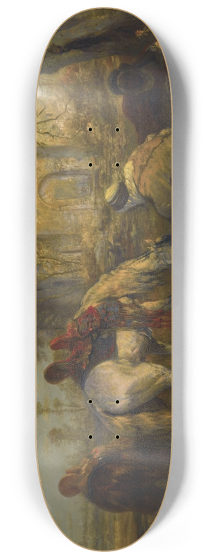 Adolf Schreyer - Two Reclining Arabs and Two Tethered Horses 8.25 inch art skate deck
