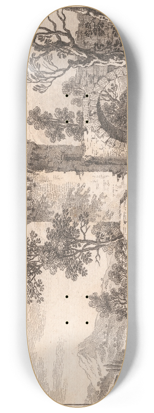 Francois Vivares - Landscape with a ruin, a river, a shepherd and sheep 8.25 inch art skate deck