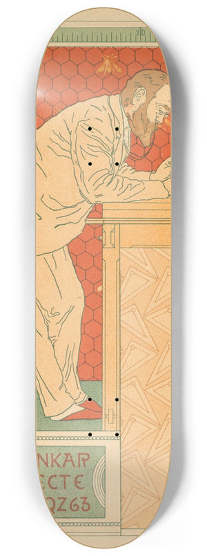Adolphe Crespin - Les Maitres De Laffiche, Pl. 91, Paul Hankar, Architecte Rue Defacqz 63 C. 8.25 inch art skate deck