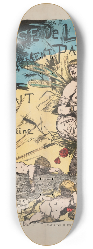 Adolphe Lon Willette - A Cause De Lete N Levenement Parisien 8.25 inch art skate deck