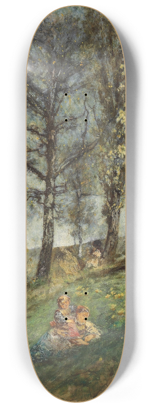 Adolphe Monticelli - A Young Family Under Trees On A Hill 8.25 inch art skate deck