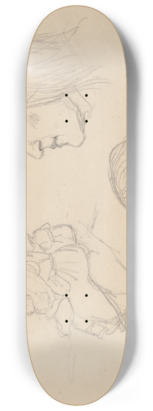 Adolph Tidemand - Figurgruppe; to studier av mannshode 8.25 inch art skate deck