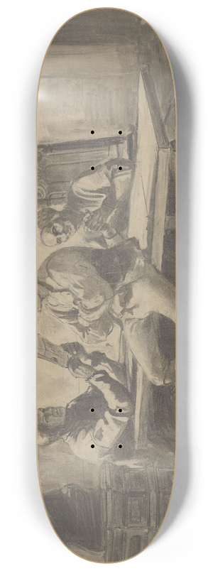 Adolph Tidemand - Mann som leser for kone og mann 8.25 inch art skate deck