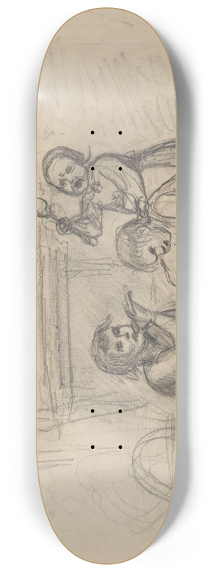 Adolph Tidemand - Tre barn rundt gryte 8.25 inch art skate deck