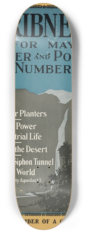 Adolph Treidler - Scribners for May, water & power number 8.25 inch art skate deck