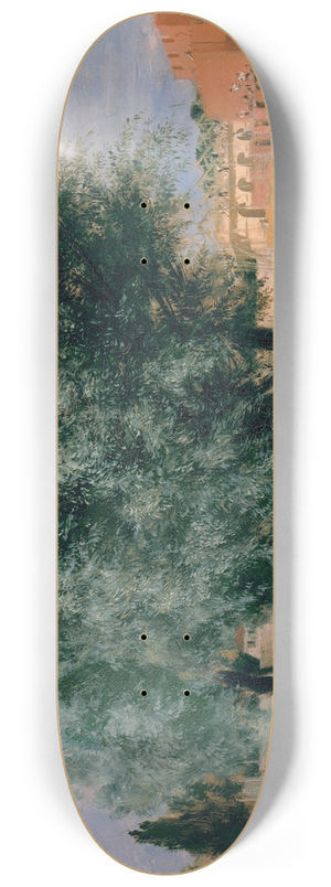 Adolph von Menzel - Building Site with Willows 8.25 inch art skate deck