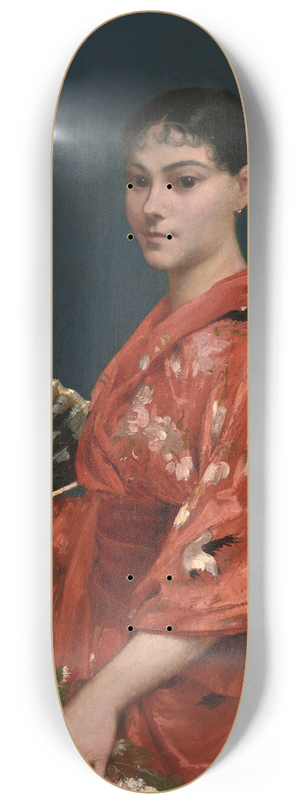 Frank Buchser - Young Woman in a Red Kimono 8.25 inch art skate deck