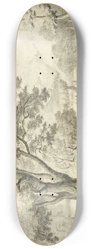 Adriaen Cornelisz. van der Salm - River Landscape With Figures Resting Along A Path 8.25 inch art skate deck