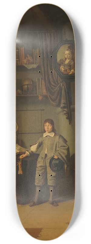 Adriaen van Gaesbeeck - Young Man in a Study 8.25 inch art skate deck