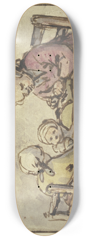 Adriaen van Ostade - Drei Mdchen, das lteste beim Spitzenklppeln 8.25 inch art skate deck