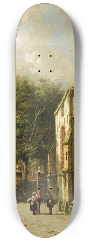 Adrianus Eversen - A Streetscene In A Dutch Town 8.25 inch art skate deck