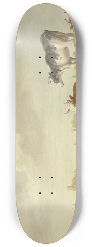 Aelbert Cuyp - Auf einer Wiese Khe und Schafe, in der Ferne eine Stadt, links eine Melkerin 8.25 inch art skate deck