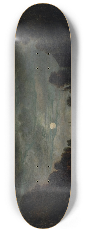 Aert van der Neer - River Landscape in Moonlight 8.25 inch art skate deck