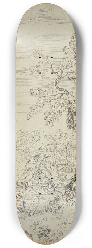 Agostino Carracci - Landschaft mit einem Heiligen und zwei weiteren Figuren 8.25 inch art skate deck