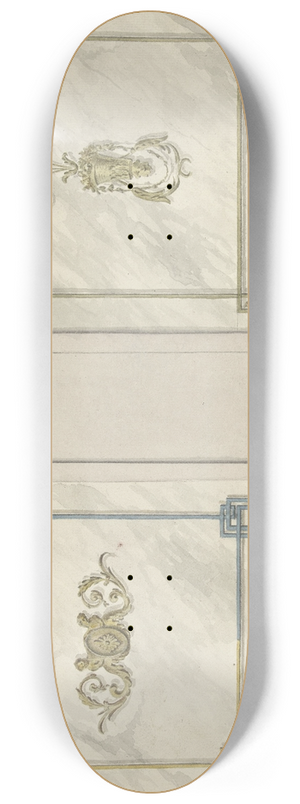 Abraham Meertens - Ontwerp voor kamerversiering met twee panelen met ornamenten 8.25 inch art skate deck
