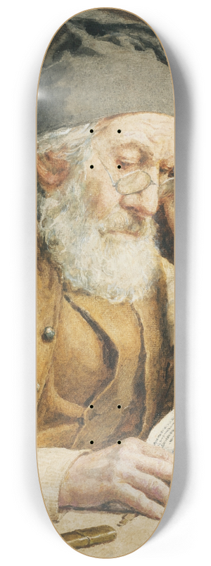 Albert Anker - Old Man Reading 8.25 inch art skate deck