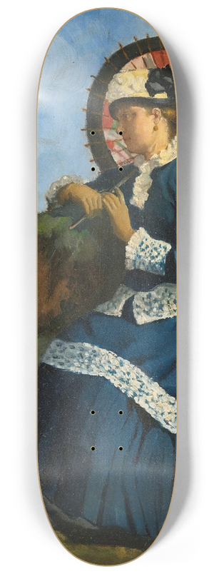 Albert-Auguste Fouri - Anelegant lady by the shore with a pink parasol 8.25 inch art skate deck