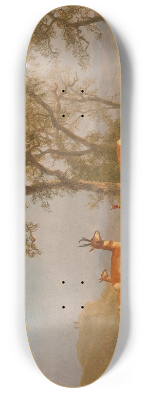 Albert Bierstadt - Grazing Antelope 8.25 inch art skate deck