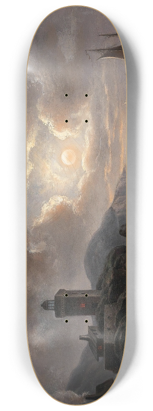 Albert De Marees - Coast At Night With Lighthouse 8.25 inch art skate deck
