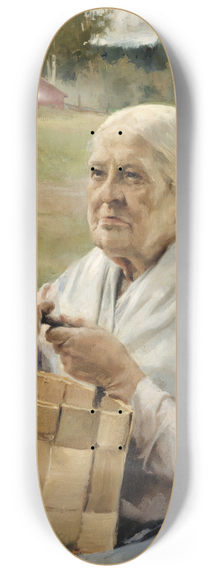 Albert Edelfelt - Old Woman With A Chip Basket 8.25 inch art skate deck