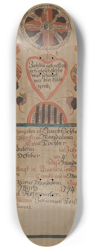 Albert Levone - Pa. German Birth Certificate 8.25 inch art skate deck