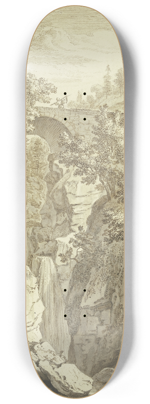 Albert Meyeringh - Wasserfall, ber welchen eine Steinbrcke fhrt 8.25 inch art skate deck