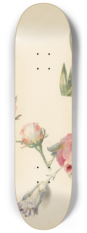 Albertus Steenbergen - Studieblad met drie rozen en een iris 8.25 inch art skate deck