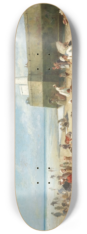 Alcide Thophile Robaudi - Scne de plage en t 8.25 inch art skate deck