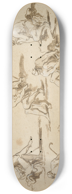 Alessandro Magnasco - Study Sheet with Seated Figures 8.25 inch art skate deck