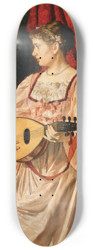 Alexander Demetrius Goltz - A lute player 8.25 inch art skate deck