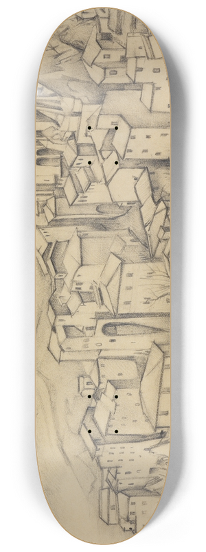 Alexander Kanoldt - Huser in Olevano, Querformat (Olevano IV) 8.25 inch art skate deck