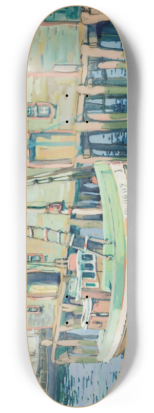 Alexander M. Hudnut - Boats at the Dock 8.25 inch art skate deck