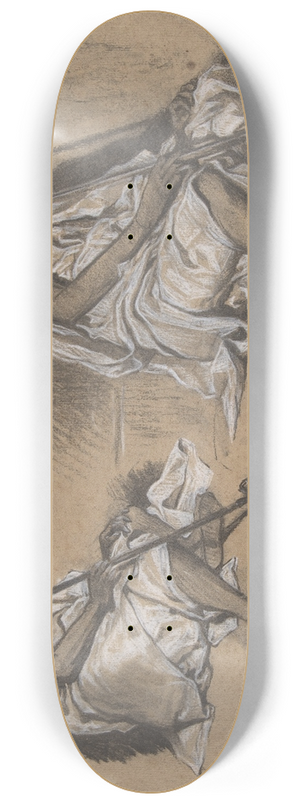 Alexandre-Gabriel Decamps - Two Studies of a Seated Arab with a Pipe 8.25 inch art skate deck