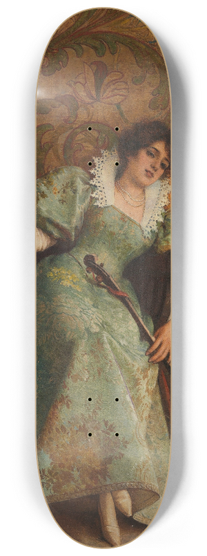 Alfonso Savini - Young lady with lute 8.25 inch art skate deck