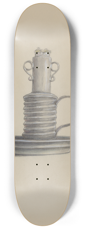 Franklin C. Moyan - Tin Lard Lamp 8.25 inch art skate deck