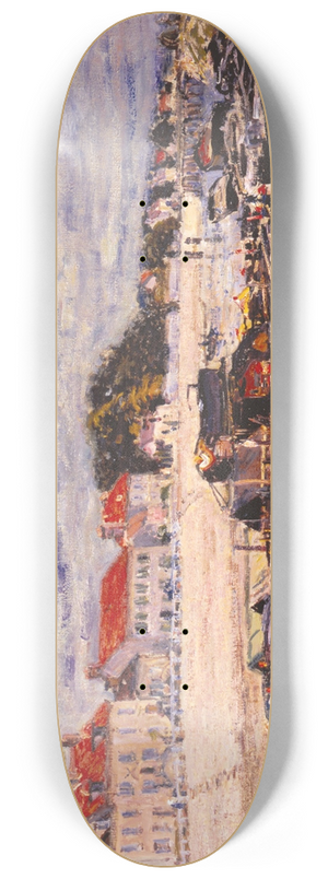Alfred Sisley - Barges on the Loing at Saint-Mamms 8.25 inch art skate deck