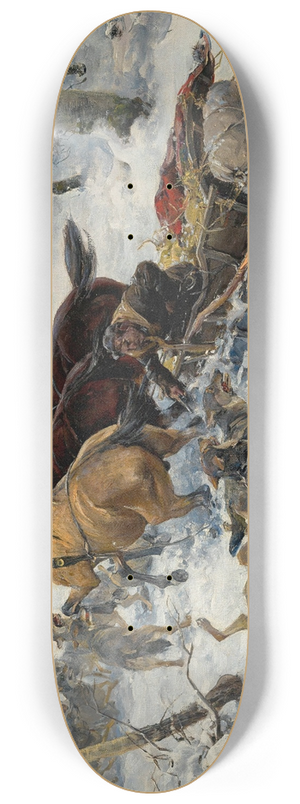 Alfred Von Wierusz-Kowalski - A Sledge Under Attack By Wolves 8.25 inch art skate deck