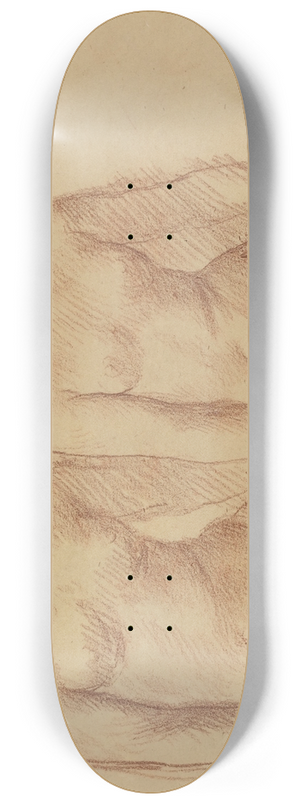 Alphonse Legros - Study of Two Figures Seated Side by Side 8.25 inch art skate deck