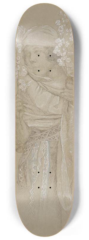 Alphonse Mucha - Allegory Of Spring 8.25 inch art skate deck