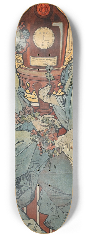 Alphonse Mucha - Bndictine 8.25 inch art skate deck
